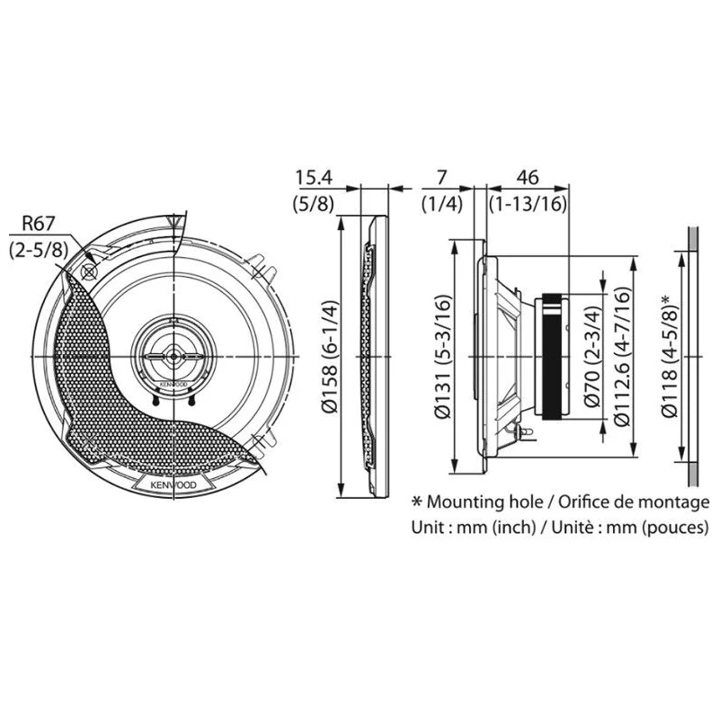 Kenwood KFC PS1396, altavoces 13cm, 2 vías.