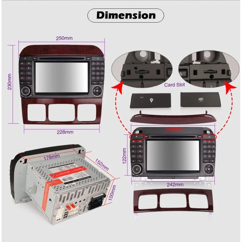 Navegador Mercedes clase S W220/ Clase CL W215, año 1998 2005, Android 10