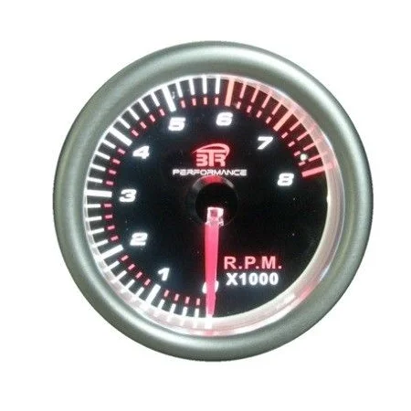 Reloj tacómetro 8000RPM gasolina 52mm, fondo negro, RELOJ370