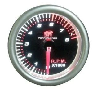 Reloj tacómetro 8000RPM gasolina 52mm, fondo negro, RELOJ370