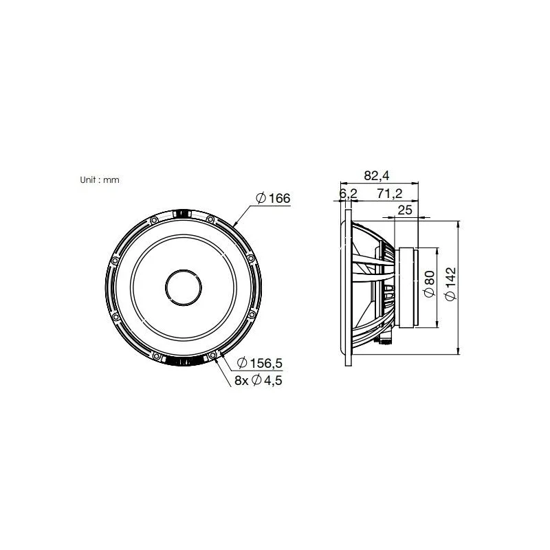 Blam Audio L165A, medidas altavoces 16,5cm