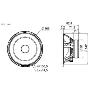 Blam Audio L165A, medidas altavoces 16,5cm
