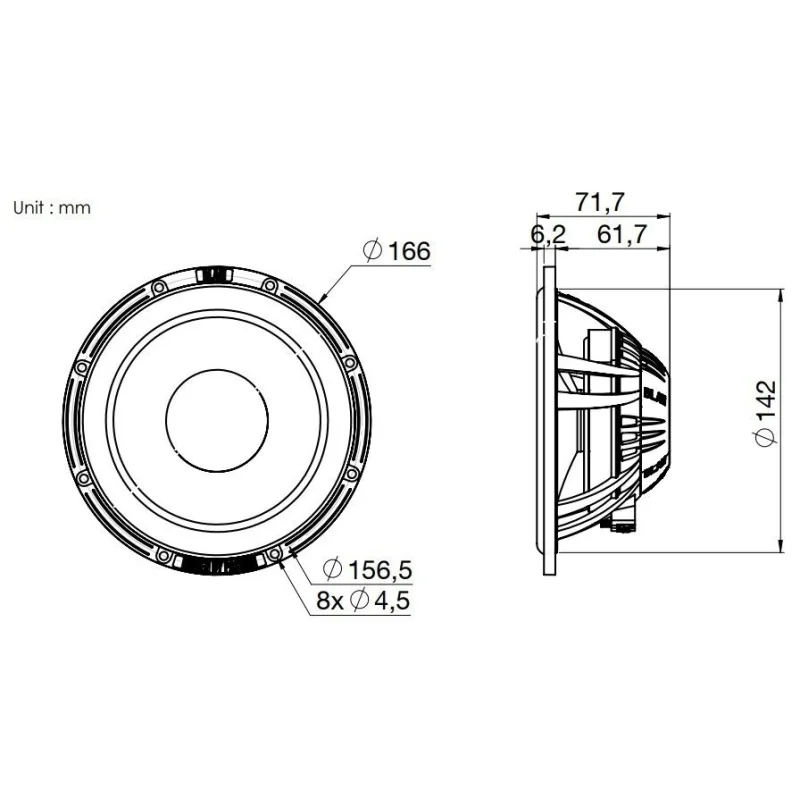 Blam Audio L165S, L165S/ACT, medidas altavoces ultra finos de 16,5cm