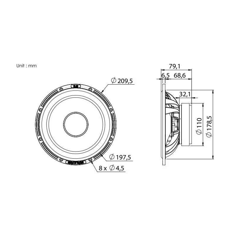 Altavoces 8" Blam Audio L200P, vías separadas, Potencia máxima 200W