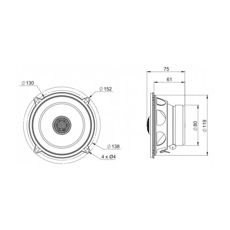 Altavoces Blam 130RC coaxiales 130mm, Potencia máxima 120W