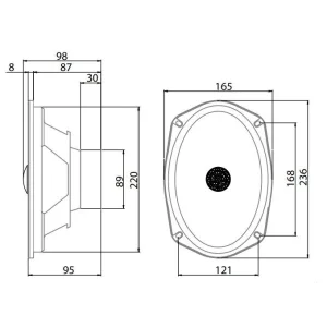 Blam Audio 690RC, medidas pareja altavoces 6x9"
