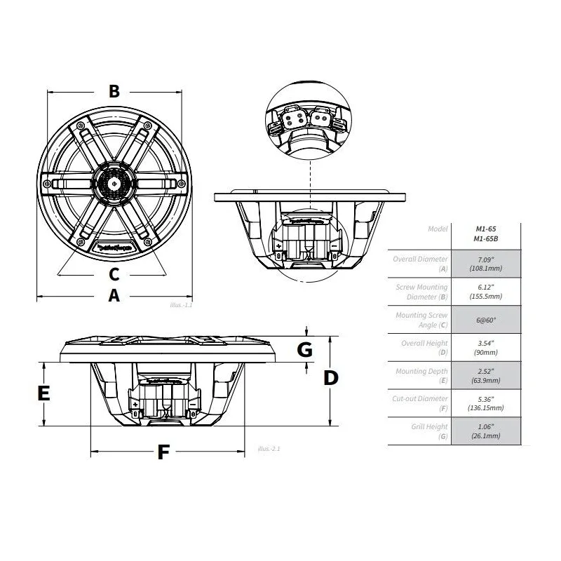 Altavoces marinos 16.5cm (6.5"), LED, Rockford Fosgate M1 65B