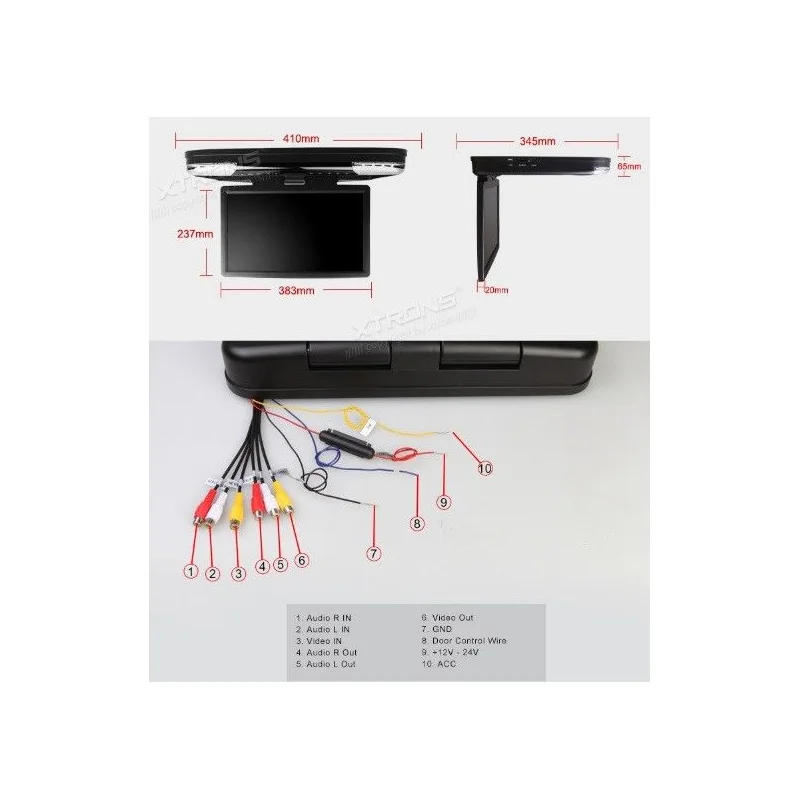 Pantalla techo 15,6" con DVD, HDMI, USB, SD, AUX, Xtrons CR1506VSBLACK