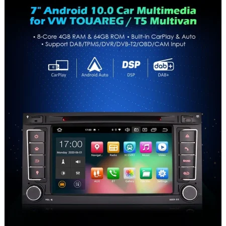 Radio navegador VW Touareg, 2002 2010, Transporter T5 2004 2010