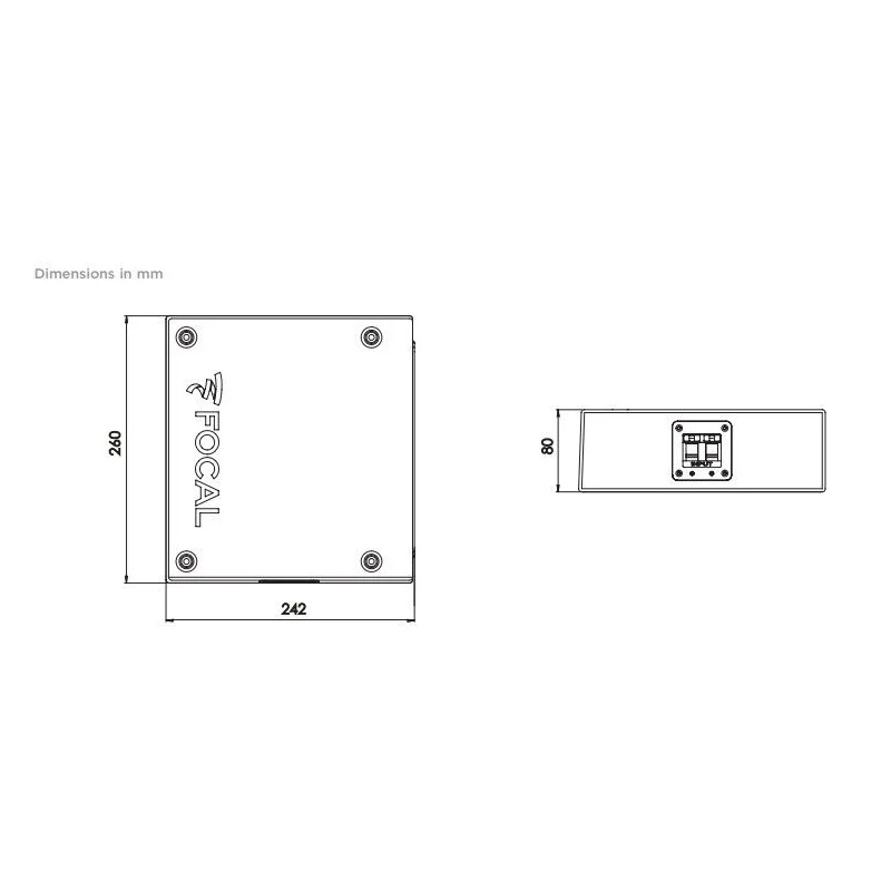 Esquema Focal Subwoofers en caja de grave pasivo ultracompactos