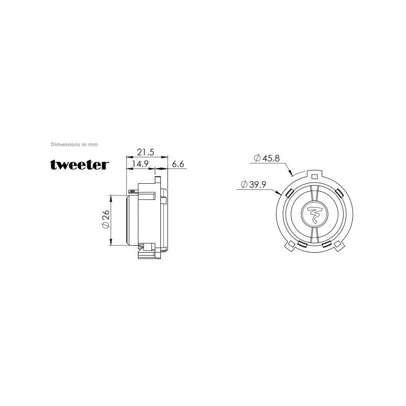 Focal ISVW155, esquema tweeter VW Golf VII, VIII, Polo VI, Seat Ibiza V