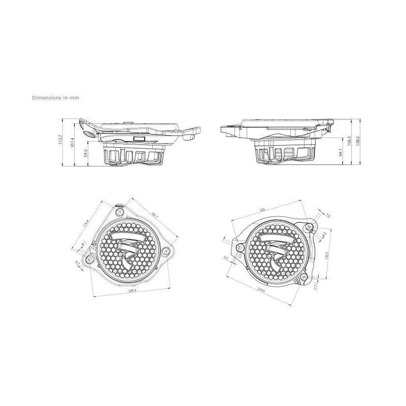 Esquema subwoofer 20cm para Mercedes Clase C, E, GLC, S, Focal ISUBMBZ2