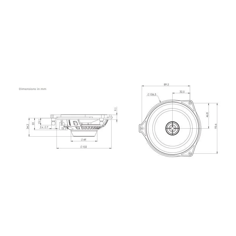 Esquema altavoces Surround para Mercedes 4" (10cm), Focal ICRMBZ100