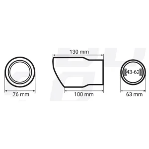 Medidas cola escape MT017, acero inoxidable, universal