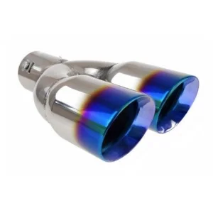 Cola escape doble, universal, INOX, color azul violeta, MT022BLC