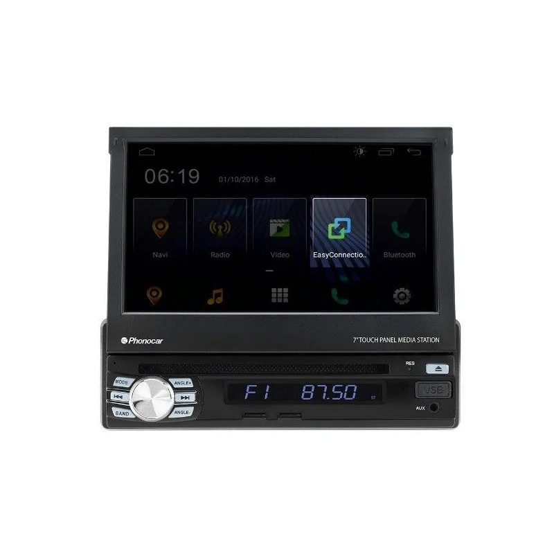 Radio In Dash, pantalla 7" Phonocar, con Android 10, Bluetooth, CD/DVD, USB, SD y Aux In. Aplicación EasyConnection