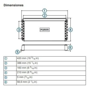 Dimensiones Fusion SG DA61500, Amplificador marino de 6 canales, clase D