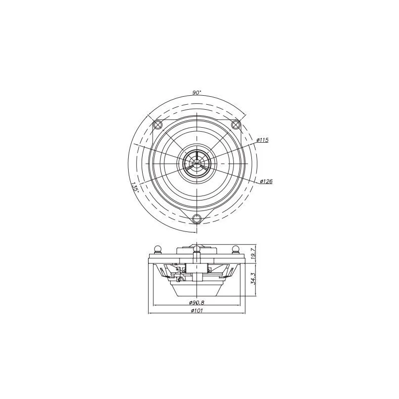 Medidas Altavoces Mercedes 10cm, Match UPX4MB FRT