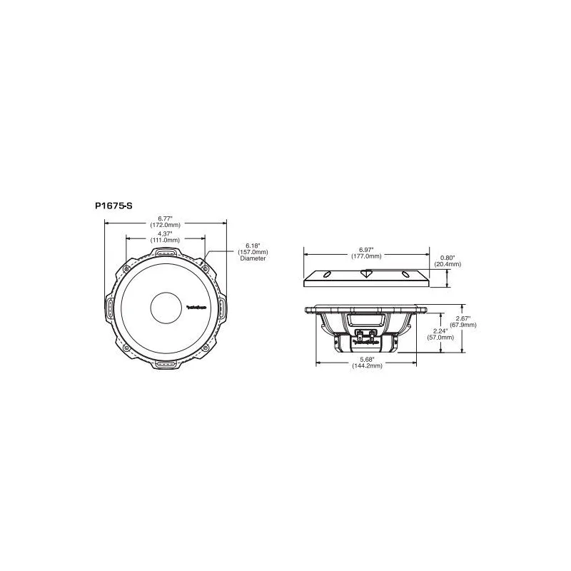Altavoces RockFord P1675 S, medidas