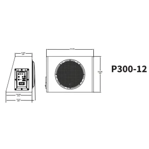Subwoofer amplificado Rockford Fosgate P300 12, medidas