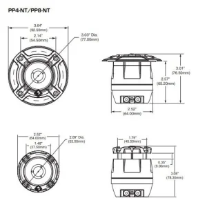 Tweeter Rockoford Fosgate PP4 T, medidas