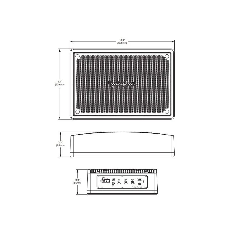 Subwoofer Amplificado Rockford Fosgate PS 8, medidas