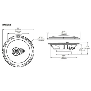 Altavoces Rockfrod Fosgate R165X3, medidas