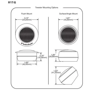 Tweeter Rockford Fosgate, R1T S, medidas