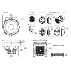 Sistema de altavoces Rockford fosgate T4652 S, medidas