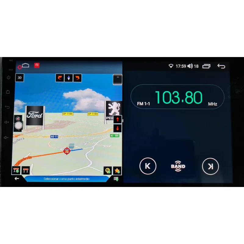 Radio Android con pantalla 10", 1 DIN, CarPlay Android Auto sin cables.