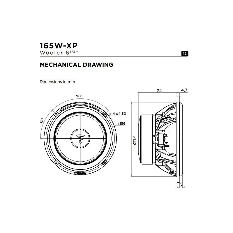 Kit165W XP de Focal medidas Woofer