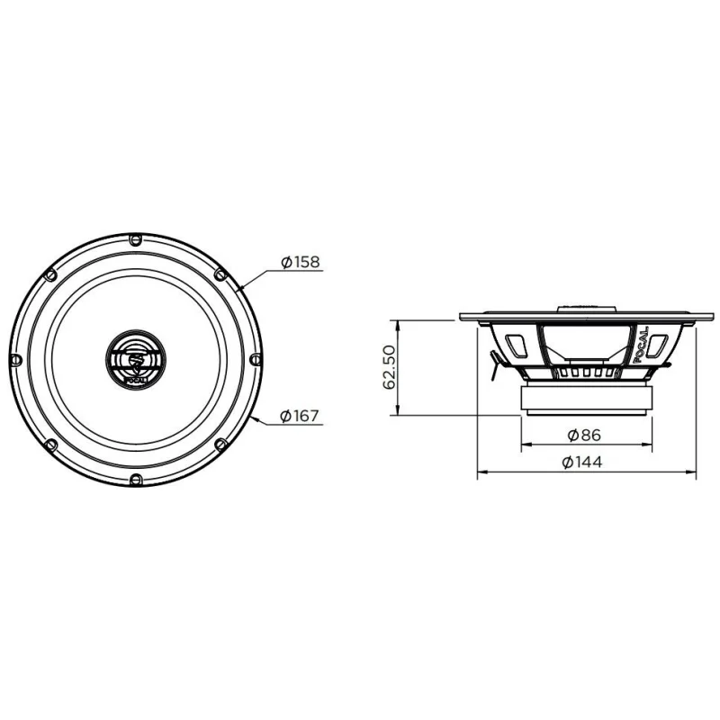 Medidas altavoces Focal ACX165