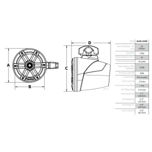 Medidas altavoces marinos Wake Tower 16,5cm Rockford Fosgate M1WL 65MB