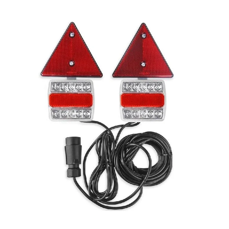 Kit pilotos traseros con triángulo catadióptrico para remolque, magnético, universal.