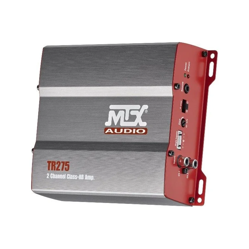 Amplificador 2 canales, MTX Audio TR275, clase AB. Potencia RMS: @ 4Ω 75W x 2, @ 2Ω 110W x 2