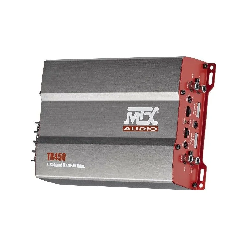 Amplificador 4 canales, MTX Audio TR450, clase AB. Potencia RMS: @ 4Ω 50W x 4, @ 2Ω 75W x 4