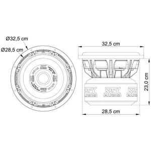 Medidas subwoofer MTX Audio RFL12