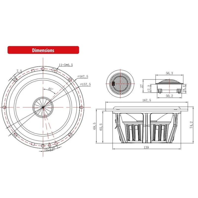 Medidas altavoces MTX Audio TX8652