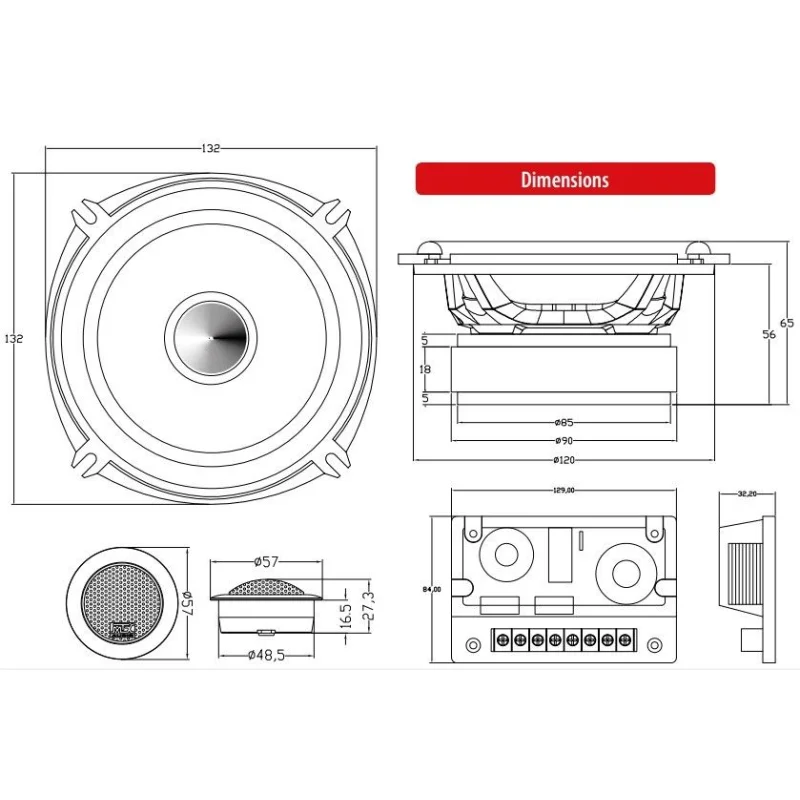 Medidas altavoces MTX Audio TX650S
