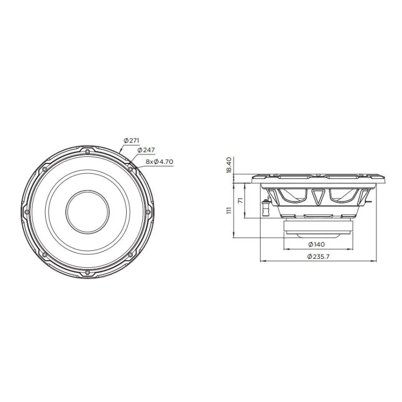 Medidas subwoofer 10" (25cm), Focal SUB10