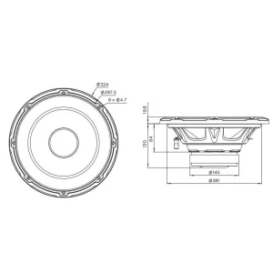 Subwoofer 12" (30cm), Focal SUB12, medidas