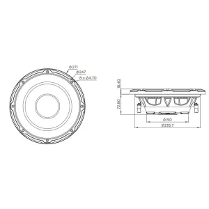 Subwoofer 10" (25cm), Focal SUB10SLIM, medidas