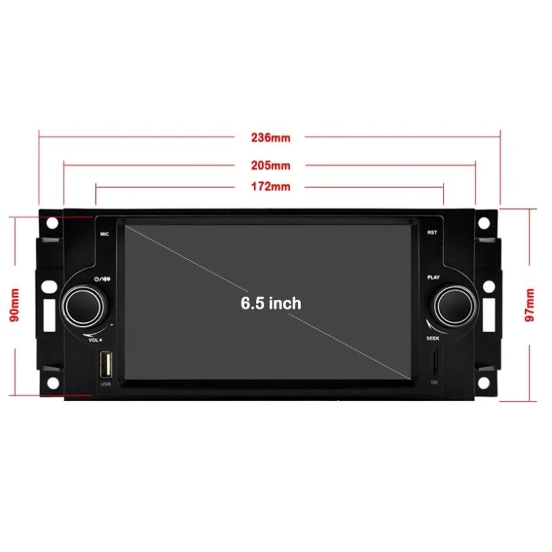 Medidas radio navegador Chrysler 300C, Jeep Grand Cherokee, Compass, Patriot