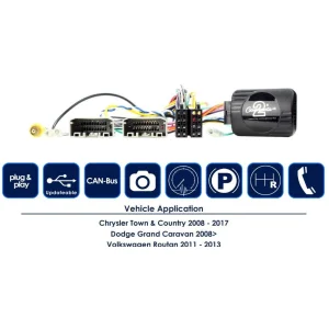 Connects2 CTSCH00C Interface mandos volante Chrysler Voyager, con amplificador de origen.