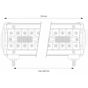 Medidas foco largo alcance led, 600W, 200LED