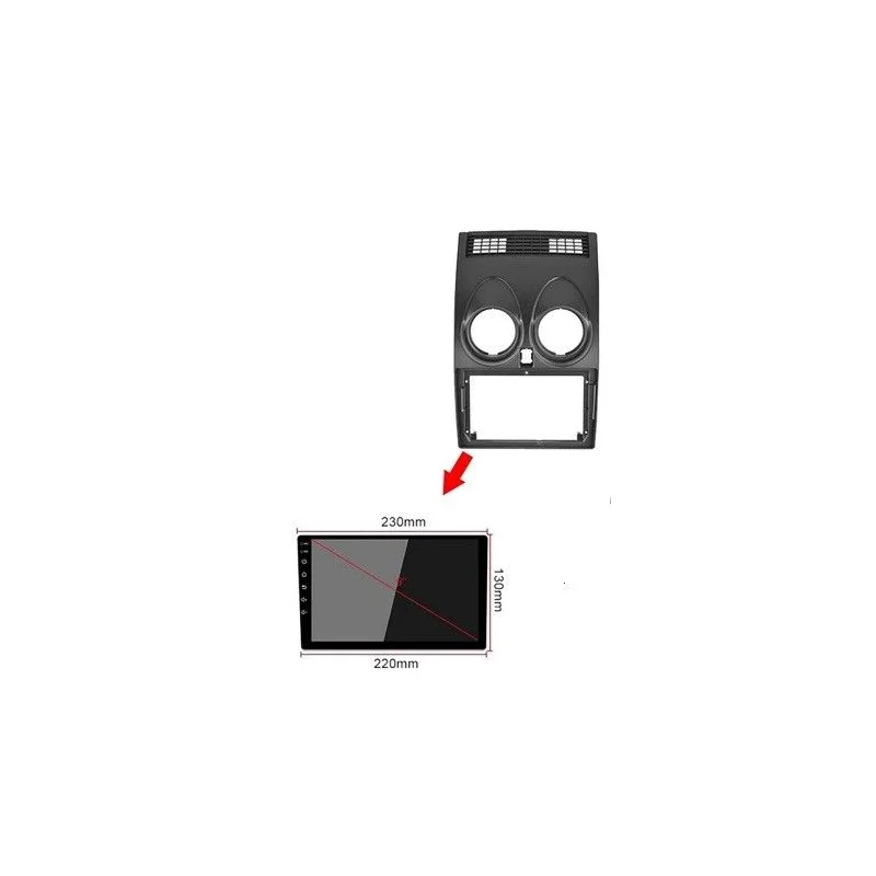 Marco radio 9" Nissan Qashqai 2008 2014, medida pantalla