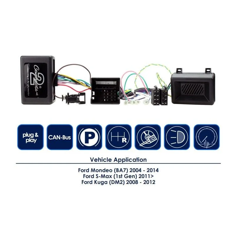 Interface mandos volante CTSFO011 para Ford Mondeo, Kuga, S Max. sensores parking