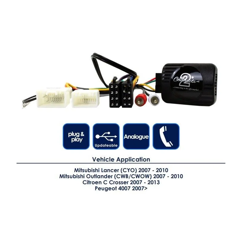 CTSMT001.2 Interface mandos volante Mitsubishi Lancer, Citroen C Crosser, Peugeot 4007, funciones