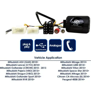 CTSMT003.2 Interface mandos volante Mitsubishi ASX, Peugeot 4008, Citroen C 4 Aircross, funciones