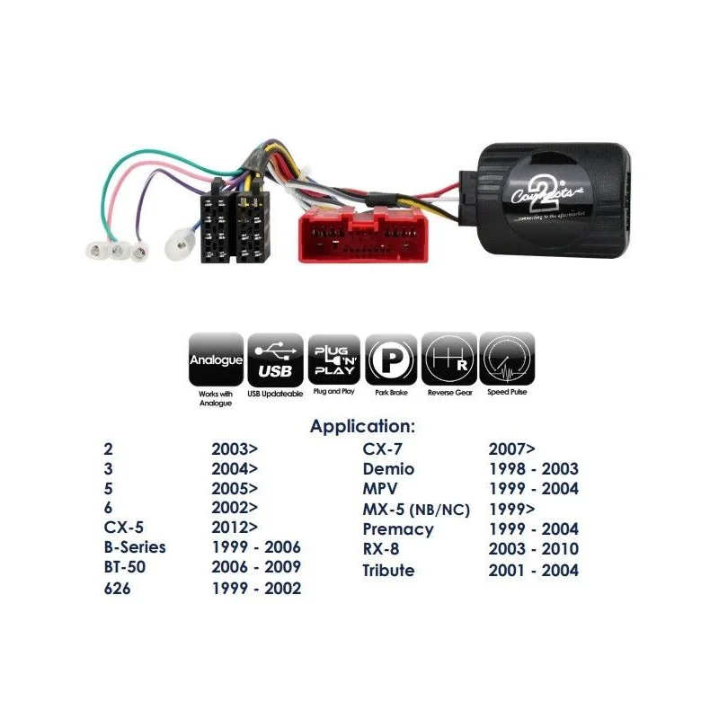 CTSMZ002.2 Interface mandos volante Mazda 1, 3, 5, 6, 626, CX5, BT 50, funciones